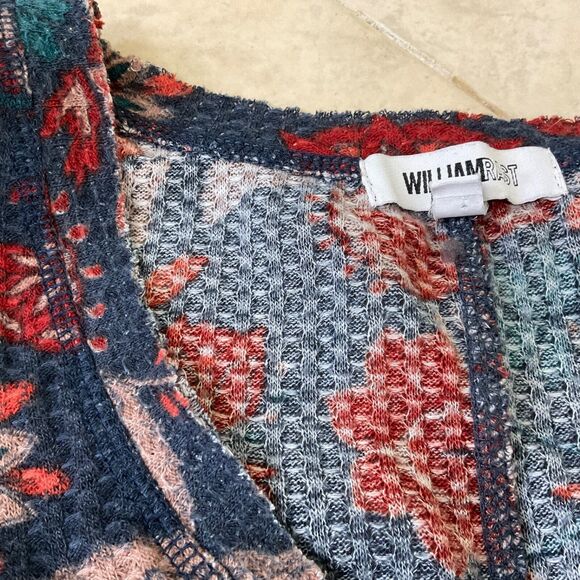 William Rast Blouse top Women's size L Lace-Up Henley Boho LS distressed raw hem - Picture 12 of 13